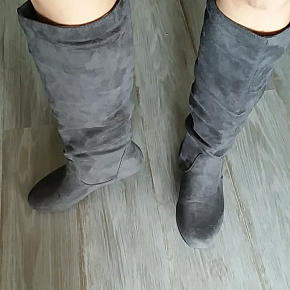 gray suede boots - Picture 2 of 4